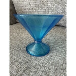 Vintage Fenton Celeste Blue Stretch Glass Compote
